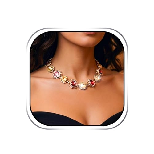 Handcess Gargantilla vintage con brillantes collares de cristal para novia, joyería para mujer