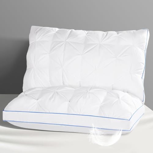 QUTOOL Goose Feather Pillow Set, 100% Cotton, Queen Size