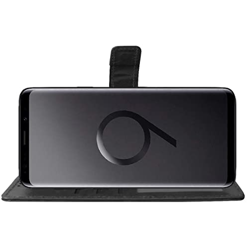 Image of Flip Cover Back Case for Samsung Galaxy S9 Plus | Premium Leather Finish | Inbuilt Pockets & Stand | Flip Cover Back Case for Samsung Galaxy S9 Plus (Black)