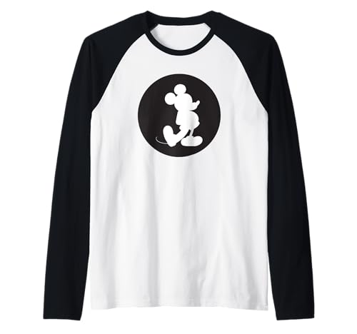 T-shirt Raglan Mickey Disney Motif Cercle Style Casual Du Quotidien