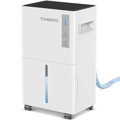 1500 Sq.ft Dehumidifier for Basement, Trazico 21 Pint Quiet Home Dehumidifier with Drain Hose, Smart