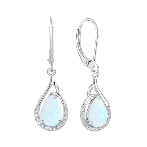 Starchenie Teardrop Dangle Drop Earrings 925 Sterling Silver Pear Birthstones Leverback Earrings Gift for Women