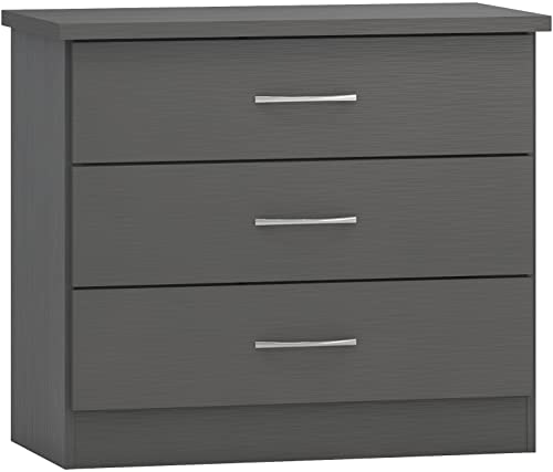 Seconique Nevada 3 Drawer Chest in 3D Effect Grey