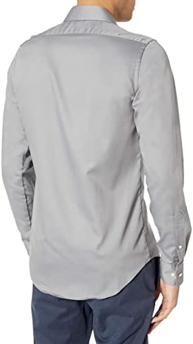 Van Heusen Men's Lux Sateen Fitted Solid Spread Collar Dress Shirt