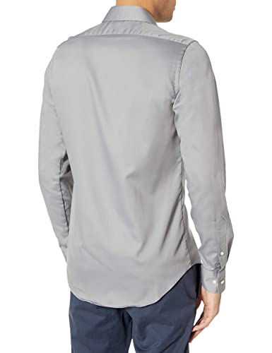 Van Heusen Men's Lux Sateen Fitted Solid Spread Collar Dress Shirt