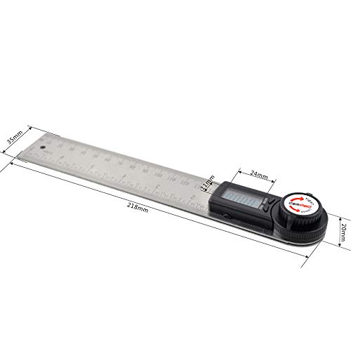 Gemred 82305 Digital Angle Finder Protractor (Stainless Steel, 7Inch/200Mm) (Black Button) #TOP6