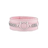 ADEMISHIA Handmade Collar Choker Necklace for Women – Cat Ear O-Ring Punk Goth Letter Choker,Black/Pink Furry Alt Fashion Jewelry