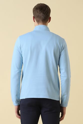 Image of Allen Solly Mens Solid High Neck Half Zipper Sweatshirt | 80% Cotton Non Hooded Casual Sweatshirt