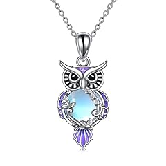 Moonstone purple owl necklace
