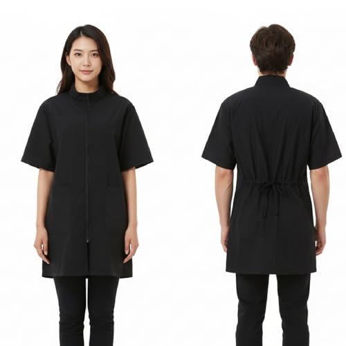 DHXYZZB Barber Smock for Men & Women Lightweight Breathable & Hair Repellent Jacket for Stylists Professional Zip-Up with Pockets