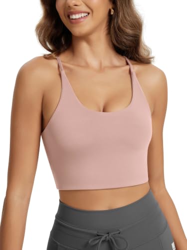 Image of ODODOS Halter Sports Bra for Women Non Padded Strappy Cropped Tops Workout Yoga Crop