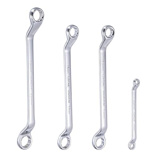Parts for Machine 45-Degree Offset Box End Wrench Set 5.5-22mm CR-V with Rolling Pouch 4-Piece (#CN-250924-04590)