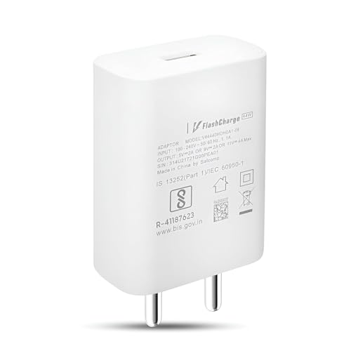 Image of Mudo Original 44W Fast Charging Adapter Compatible With Vivo | V30 / V30 Pro / X100 / T3 5G / Neo 6 / Z7 / Z7 Pro / V23 / V23E / V23 Pro / V25 | (Only Adapter), White