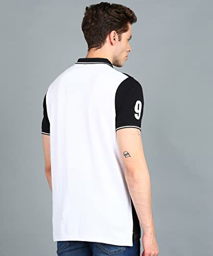 Image of Urbano Fashion Men's Colour-Block Slim Fit Half Sleeve Cotton Polo T-Shirt