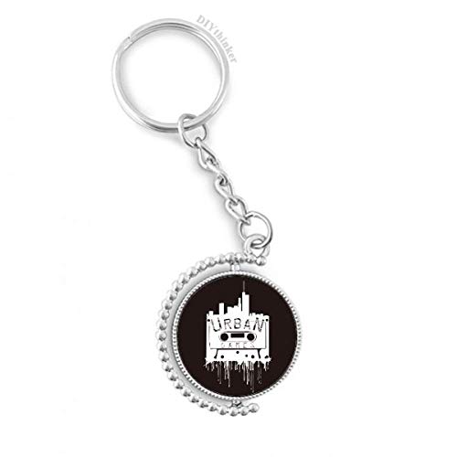 Porte-clé rotatif 1,2x3,5 pouces avec motif silhouette graffiti multicolore