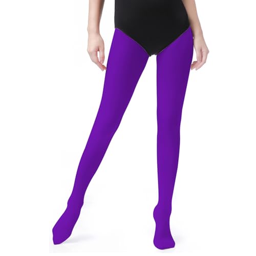 Image of UTTPLL Women's Run Resistant 80 Denier Tights Solid Color Dance Stockings Soft Semi Opaque Footed Pantyhose High Waist Tight