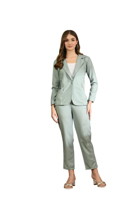 Image of Women Printed Blazer Pant Set- Women's Casual Office Business 3-Piece Printed Suit, Single-Breastered Blazer Camisole and Pant Set