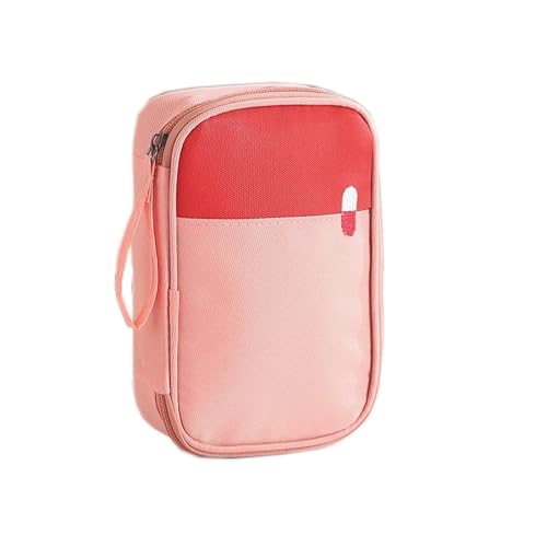 Myqiqi Waterproof First Aid Bag Medium - Empty Medical Kit for Travel, Camping, and Home Use with Built-in Compartments for Organized Medicine Storage (Pink)