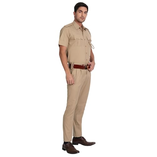 uniformer Khaki Police Half Sleeves Shirt and Trouser Set for Men | Lightweight & Breathable Uniform | Durable | Comfortable Fit | Ideal for Law Enforcement & Security