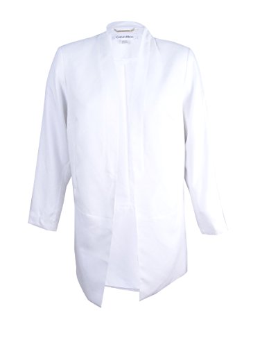 Calvin Klein Women's Plus Size Open-Front Blazer (16W, White)