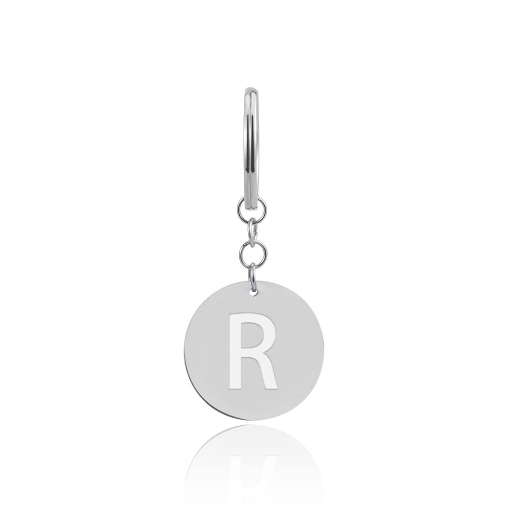 GD GOOD.designs Schlüsselanhänger Buchstabe mit Einkaufschip (23mm) Personalisierter Anhänger mit Gravur - Einkaufswagenchip aus Edelstahl Silber