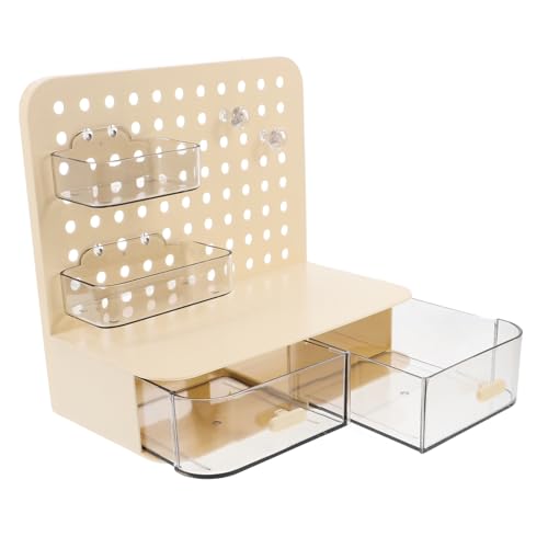 STOBAZA Perforated Board Storage Rack Pegboard Peg Board Drawer Organizer Office Peg Board Counting Peg Board Desk Wall Organizer Peg Board Desk Wall Peg Board Plastic Beige