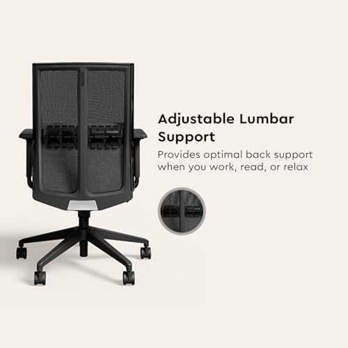 Image of Interio by Godrej Chair, Cross Full Back Large Knitted Fabric Ergonomic Chair (Black Ink), 1 Year Warranty, Adjustable Armrest