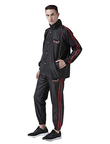 Image of USI Universal Sauna Suit for Men, 415SZ Men's Black Polyester Sauna Suit for Fitness Weight Loss Exercise Gym Training, Heavy Duty Sauna Sweat Suit, Gym Suit, Hook & Loop (L, Black)