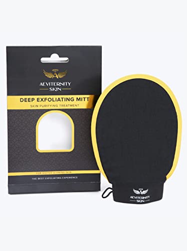 Aeviternity Skin Exfoliating Mitt - Dead Skin Remover Creating Clear Illuminating Skin - Elegant Deep Scrubbing Exfoliator - Luxurious Bath and Shower Accessories