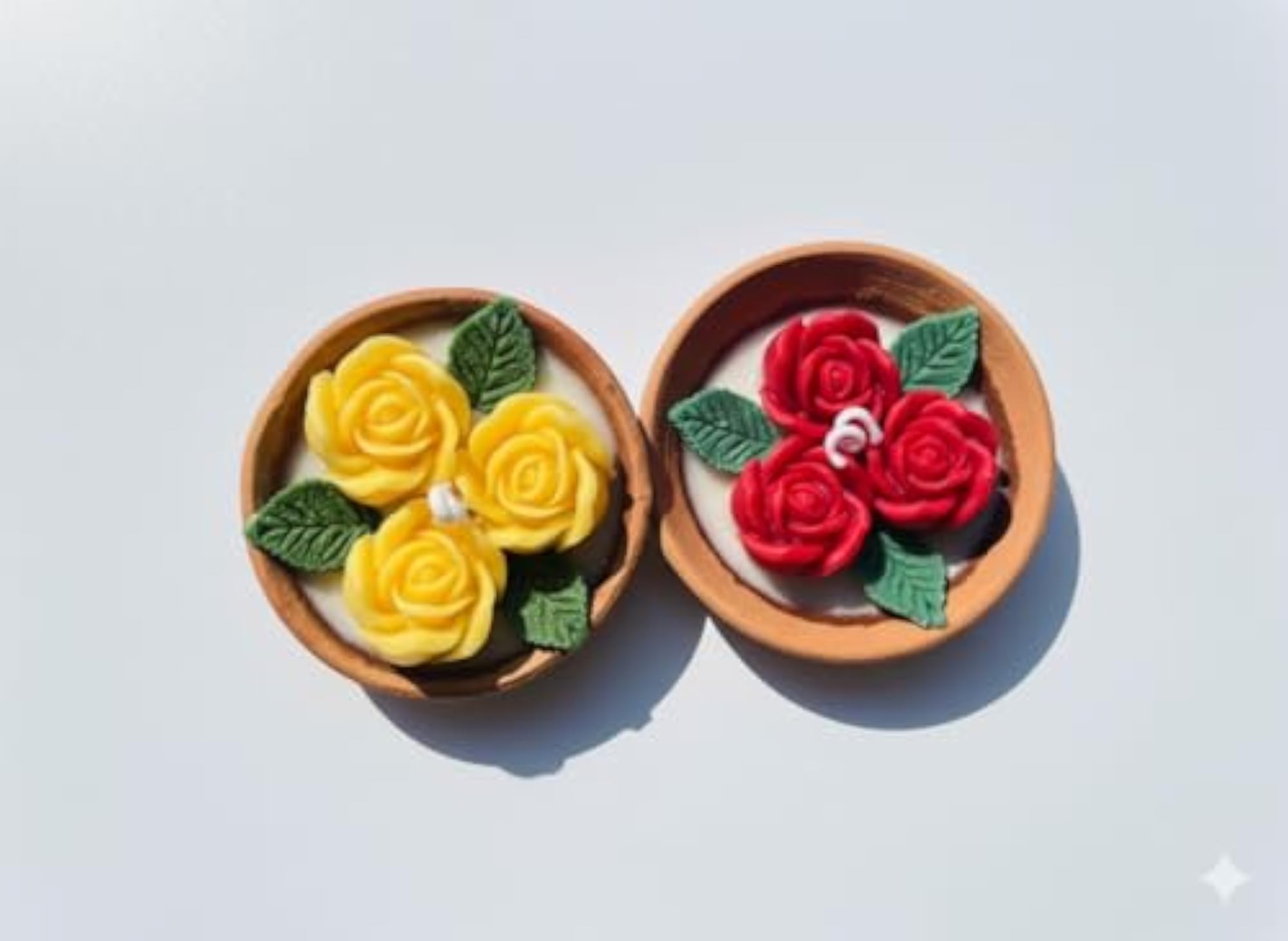Plumeria Floral Diya Candle Set of 2, Scented