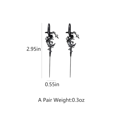 Myth of The Moon Ear Hook Earrings Creative Star Moon Earrings for Women Moon Ear Hook Needle Piercing Earring Gothic Moon Climber Crawler Earrings Punk Halloween Moon Jewelry2