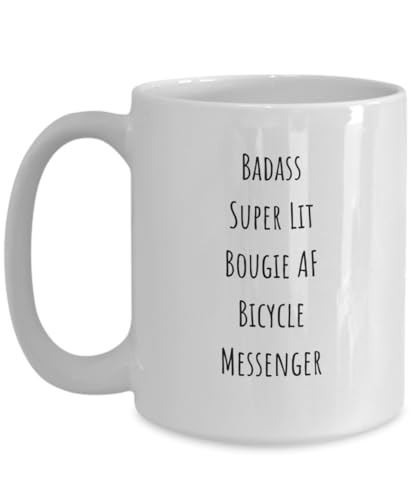 Bicycle Messenger Coffee Mug, Gift Idea for Badass Bike Messenger, Funny Novelty Tea Cup for Bougie Men or Women