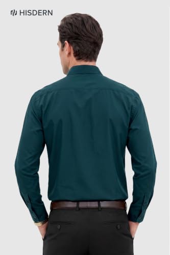 Image of HISDERN Mens Dress Shirts Long Sleeve Button Down Casual Shirts for Men Inner Contrast Formal Business Tuxedo Wedding Shirt