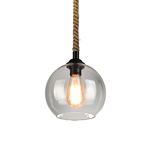 Pendant lights vintage avec suspension corde et abat-jour jaune