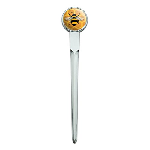 Bee on Honeycomb Classic Chrome Plated Metal Envelope Letter Opener Slitter