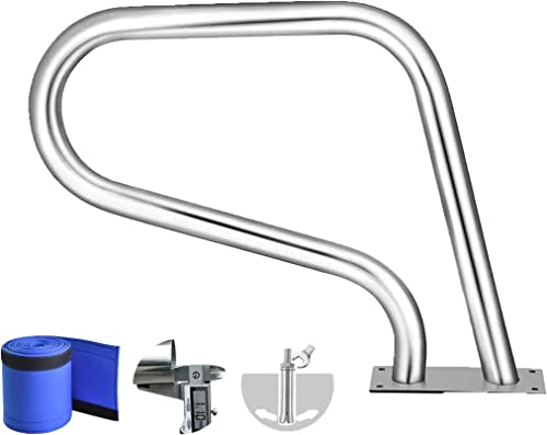 Rampe de piscine en acier inoxydable argenté de 113 kg avec base - 2