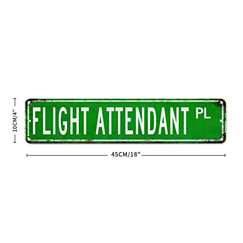 Flight Attendant Retro Style Metal Tin Sign Gift For Flight Attendant Vintage Metal Sign Poster Profession Street Sign Wall Plaque Wall Art Metal Tin Sign For Porch Workshop Home Quality Sign #TOP1