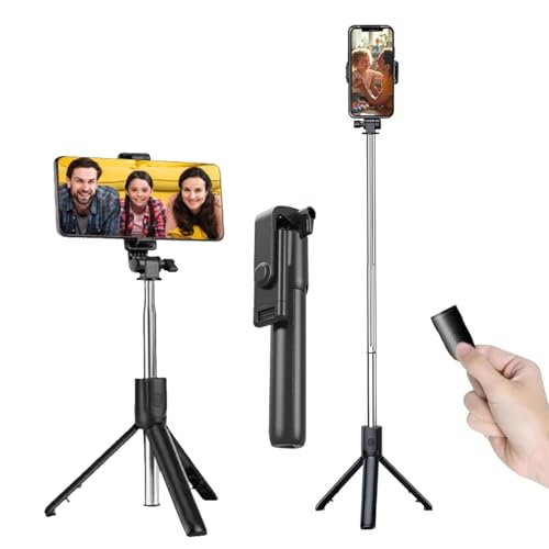 Image of Selfie Stick with Tripod Stand | Bluetooth Extendable 3-in-1 Multifunctional 4 feet Selfie Stick for Compatible iPhone, Mi, OnePlus, Samsung, Oppo, Vivo & All Smartphones with Remote