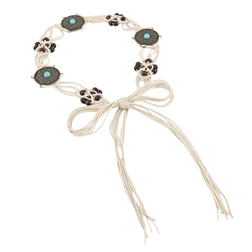 Bohemian Woven Waist Rope Vintage Tassel Belts Self Tie Macrame Beaded Belt Thin Waistband