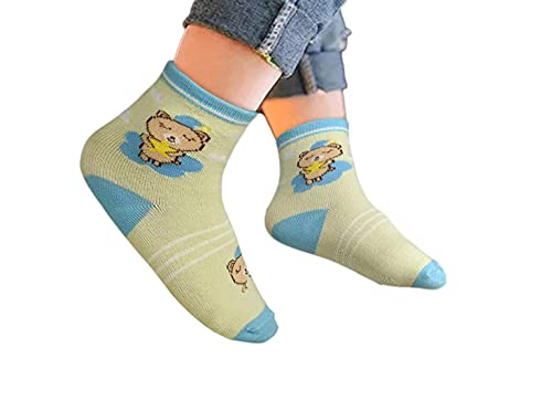 Image of Organic Cotton Ankle Length Anti Slip Socks For Baby With Grip 0-36 Months-Cartoon, Multicolored