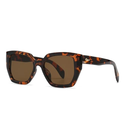 Lunettes de soleil UV400 effet miroir verres polygonaux grand format