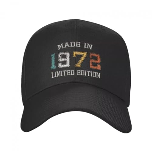 LEPTWORLD Casquette de Baseball Casquette de Baseball imprimée né en 1972, pour Femmes et Hommes, réglable, Unisexe, fabriquée en 1972, 50e Anniversaire Cadeau