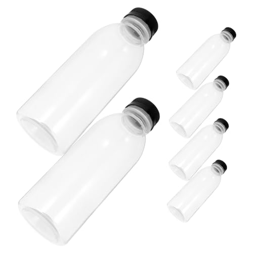 Gatuida 6pcs 500ml Pet Plastic Juice Bottles for Storage Leakproof Drink Jars Random Caps