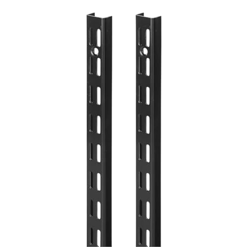 Shoplines Supplies 2 Pack 100cm Twin Slot Upright Shelving Rail Black Steel Wall Mounted