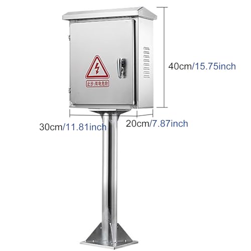 Scatola di derivazione elettrica in Acciaio Inox Resistente alle intemperie - Armadio di Giunzione da Pavimento da 100 cm con Piastra di Montaggio per progetti elettrici Esterni, Resistente