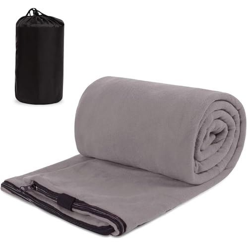 REDCAMP Soft Fleece Sleeping Bag Liner for Adult, Sleeping Bag Blanket with Hood for Camping Travel Hiking Backpacking Hotels Cold Weather
