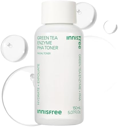 innisfree Green Tea Enzyme PHA Toner with Hyaluronic Acid, Hydrating Korean Exfoliating Essence for Smooth, Glowing Skin