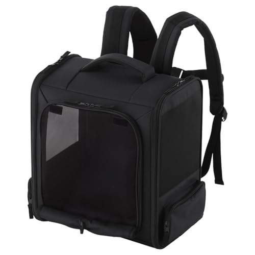 ぼん家具 ペットキャリー リュック 猫 小型犬 折りたたみ 4way仕様 シートベルト固定可能 窓付き 通気性 ポケット付き ペットバッグ 散歩 通院 避難用 ブラック