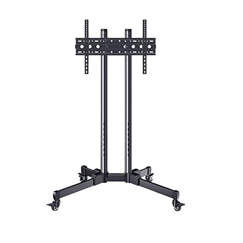 Support de chariot TV robuste en acier noir pour écran plat 65 pouces
