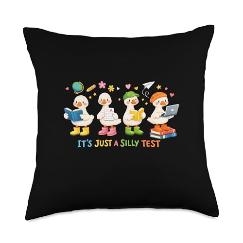 It’s Just a Silly Test Funny School Student Goose Exam Week Throw Pillow